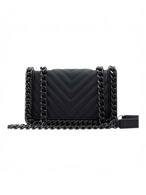Aldo Greenwald Black Quilted Chevron Chain Link Edgy Moto Crossbody Bag NWT